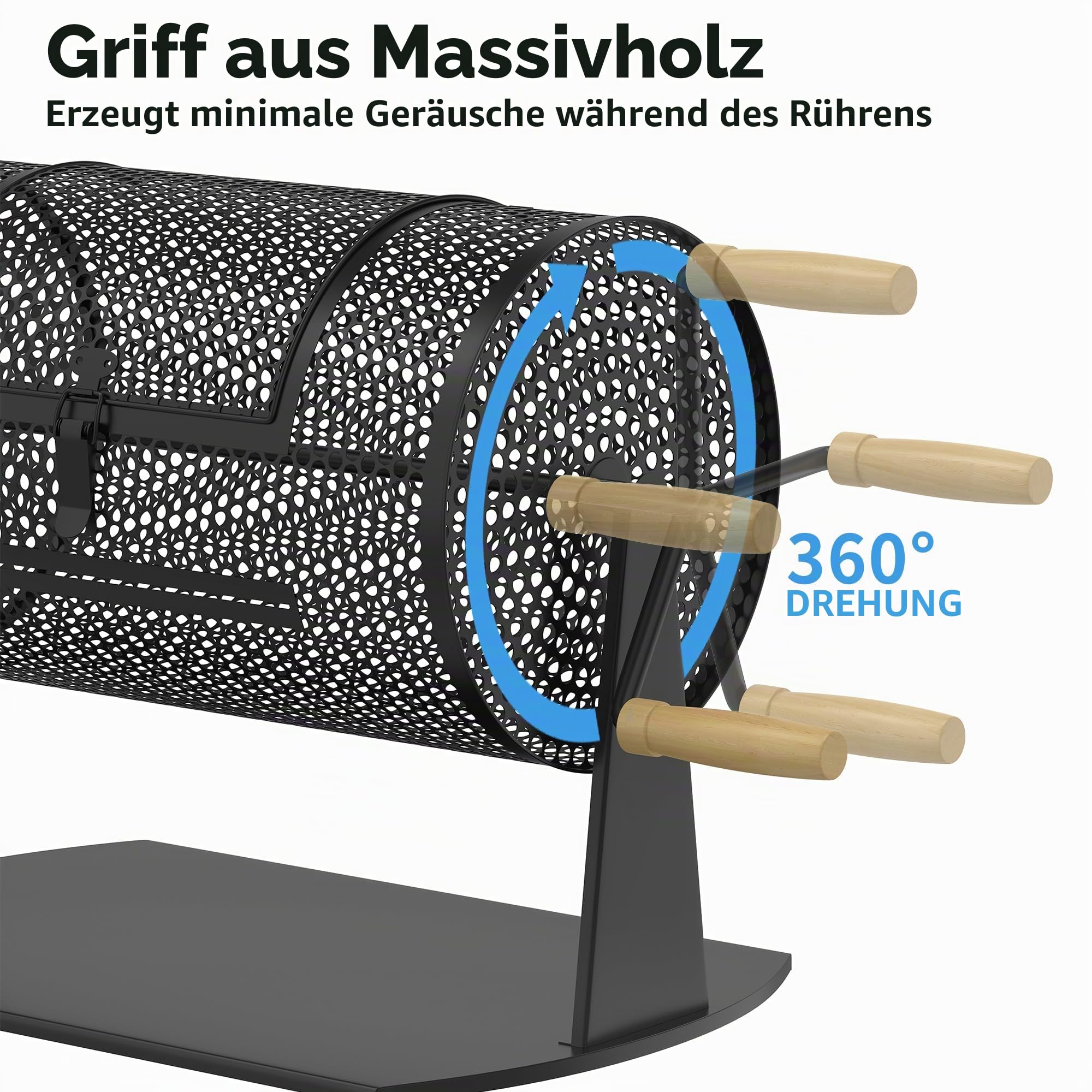 Orionstar Tombola-Trommel Metall-Lotterie-Spinner für Tickets, mittlere Größe mit Holzgriff, fasst 2500 Lose, Schwarz