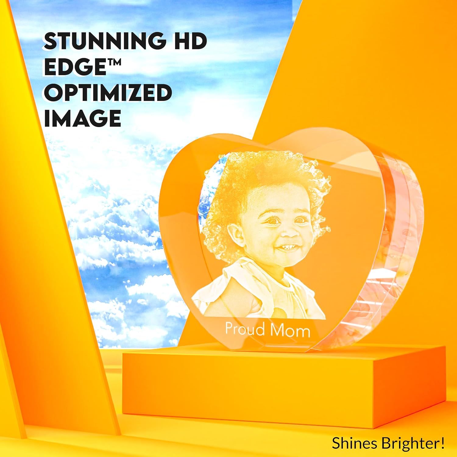 Crystal Clear Memories 3D Crystal Photo, Personalized Christmas Gift With Your Own Photo for Mom, Dad, Men, Women, 3D Laser Etched Picture, Engraved Inside The Heart Crystal, Customized Xmas Gifts