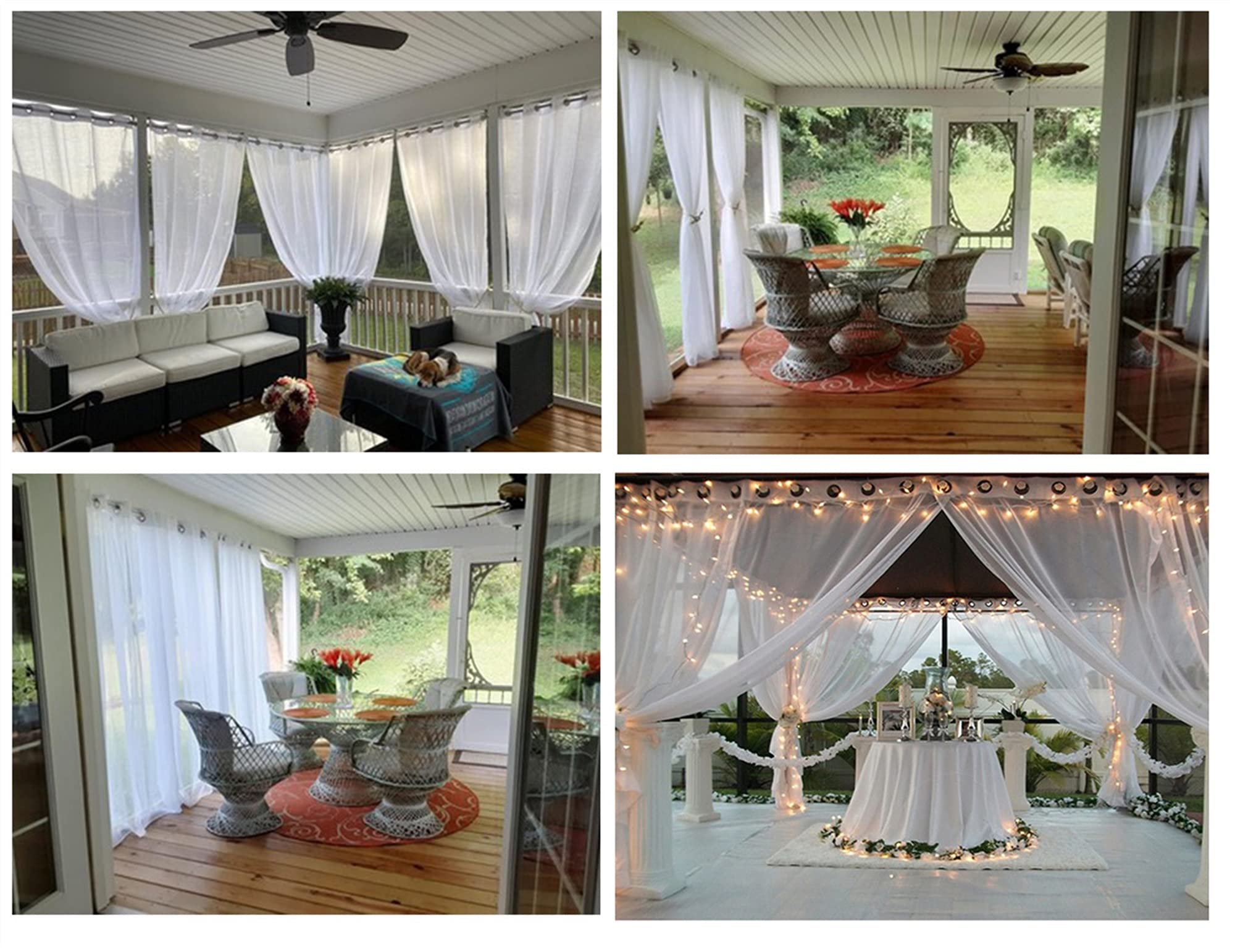 Outdoor Vorhänge für Patio Wasserdicht Extra Breit, Indoor Privatsphäre Voile Vorhänge, Tülle Halbdurchsichtige Vorhänge für Schlafzimmer, Pergola, Veranda, Pavillon und Cabana