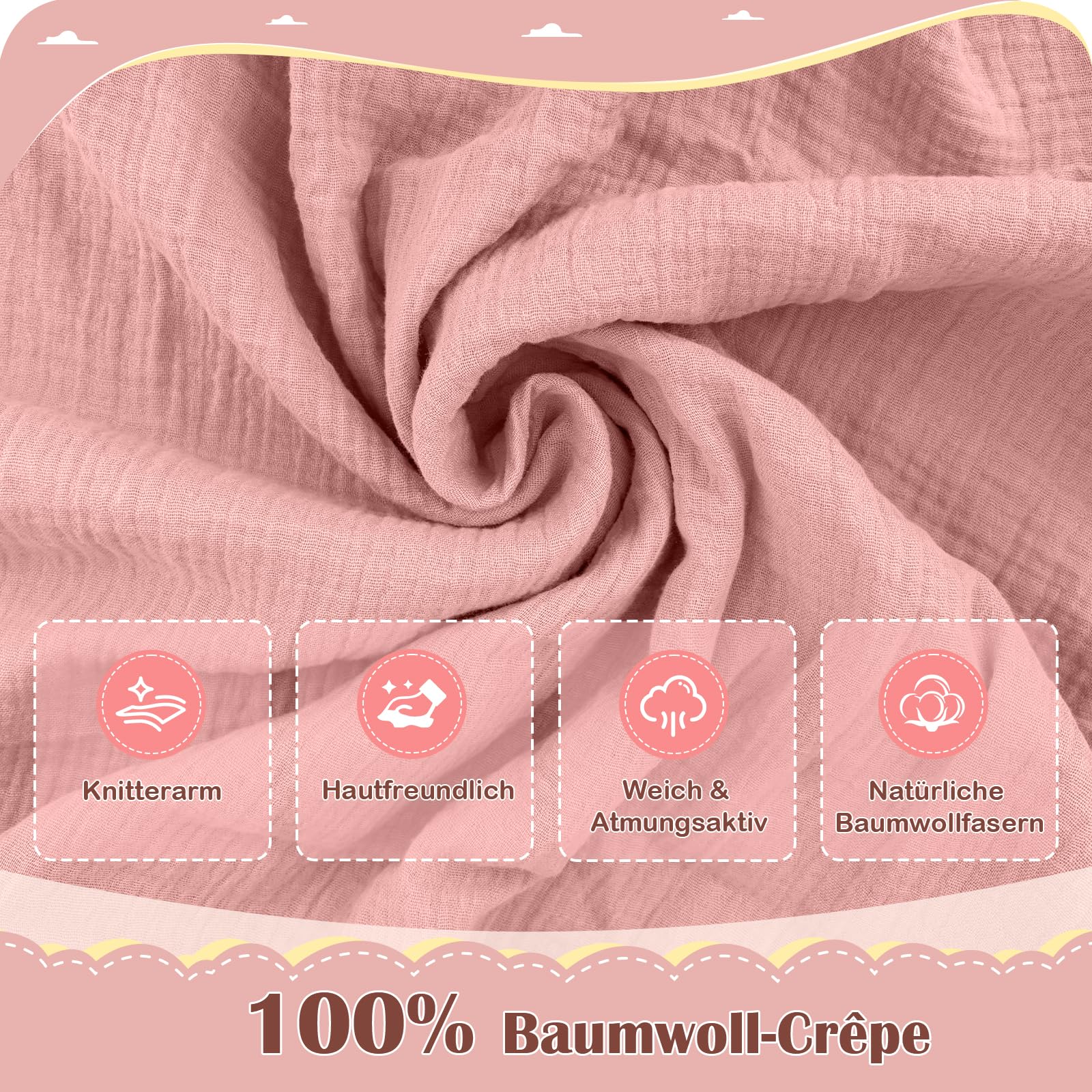 Hausbett Himmel - Betthimmel Hausbett aus 100% Baumwolle Musselin, Hausbett Vorhang für Kinderbett, Hausbett Deko Mädchen, Stoffhimmel für Hausbett & Himmelbett (Rosa, H350 x B135 cm (2 Stück))