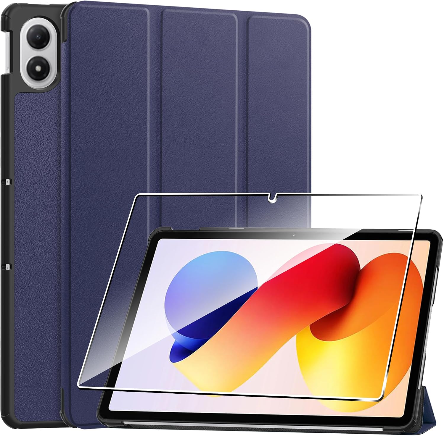 Case for Xiaomi Redmi Pad 2 Pro 12.1 Inch 2025 Protective Case with Auto Sleep/Wake with [Pack of 1] Tempered Glass Screen Protector [PU Leather] [Stand Function] [Anti-Scratch] Blue