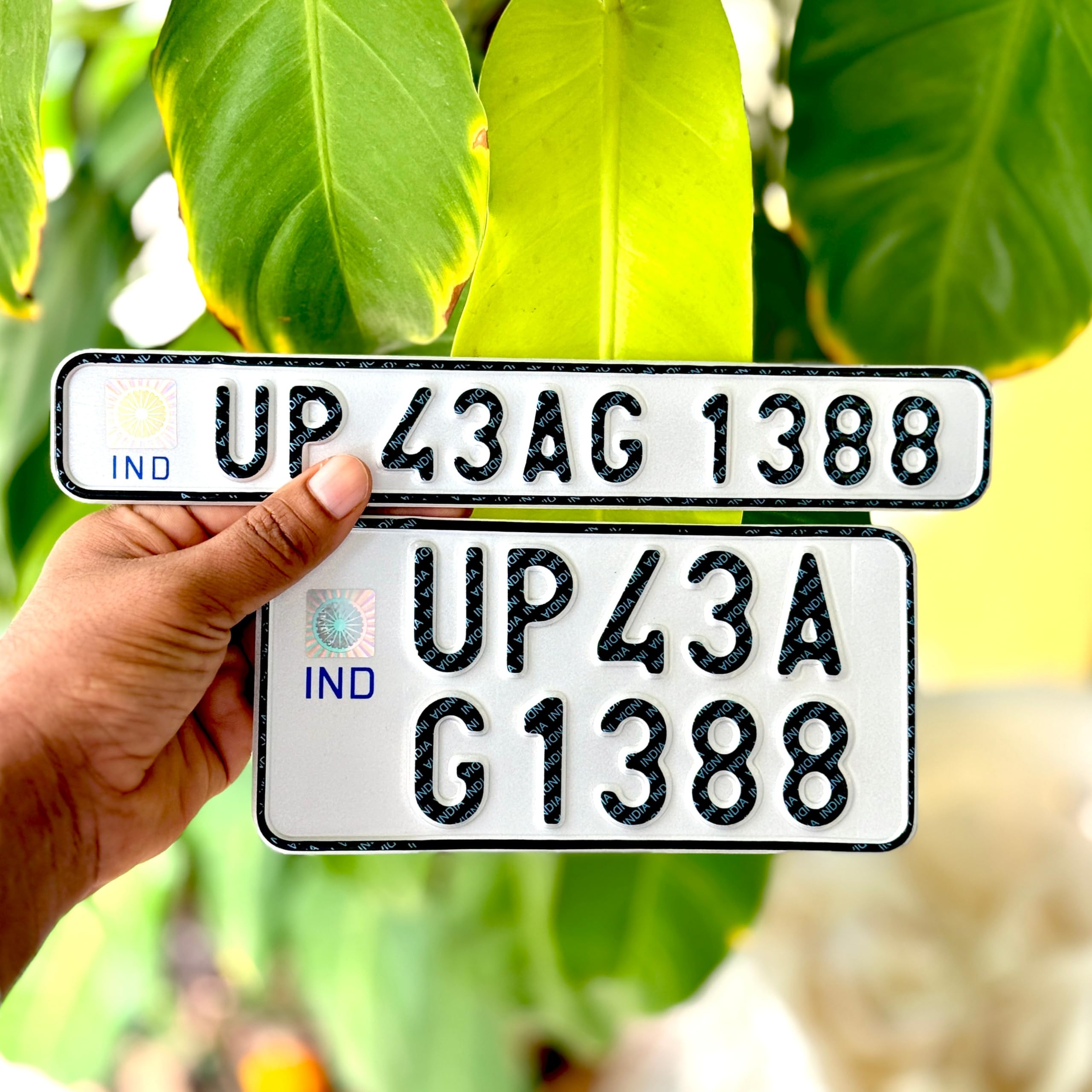Moto Utility® Bike Number Plate | Die Pressed Plates | Ind Number Plate for Bike, Bike no Plate, Non-HSRP | No Serial Number | Front Plate 11x2 Rear 8x4 Inches | White-image-34