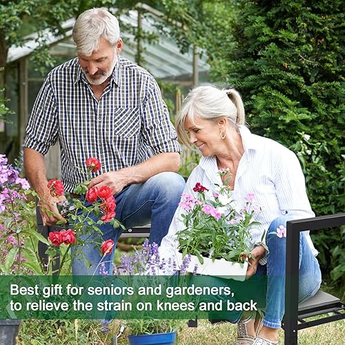 Miniatura 5 de Rodillero y asiento de jardín, taburete de jardín plegable de 400 libras, resistente, protege las rodillas y la espalda, ideal para mujeres, hombres