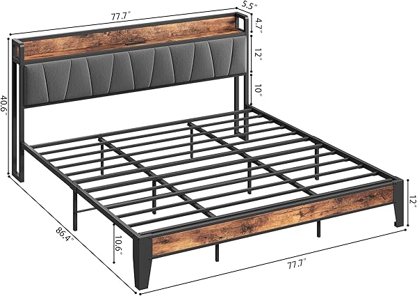 LIKIMIO King Bed Frame Storage Headboard 2