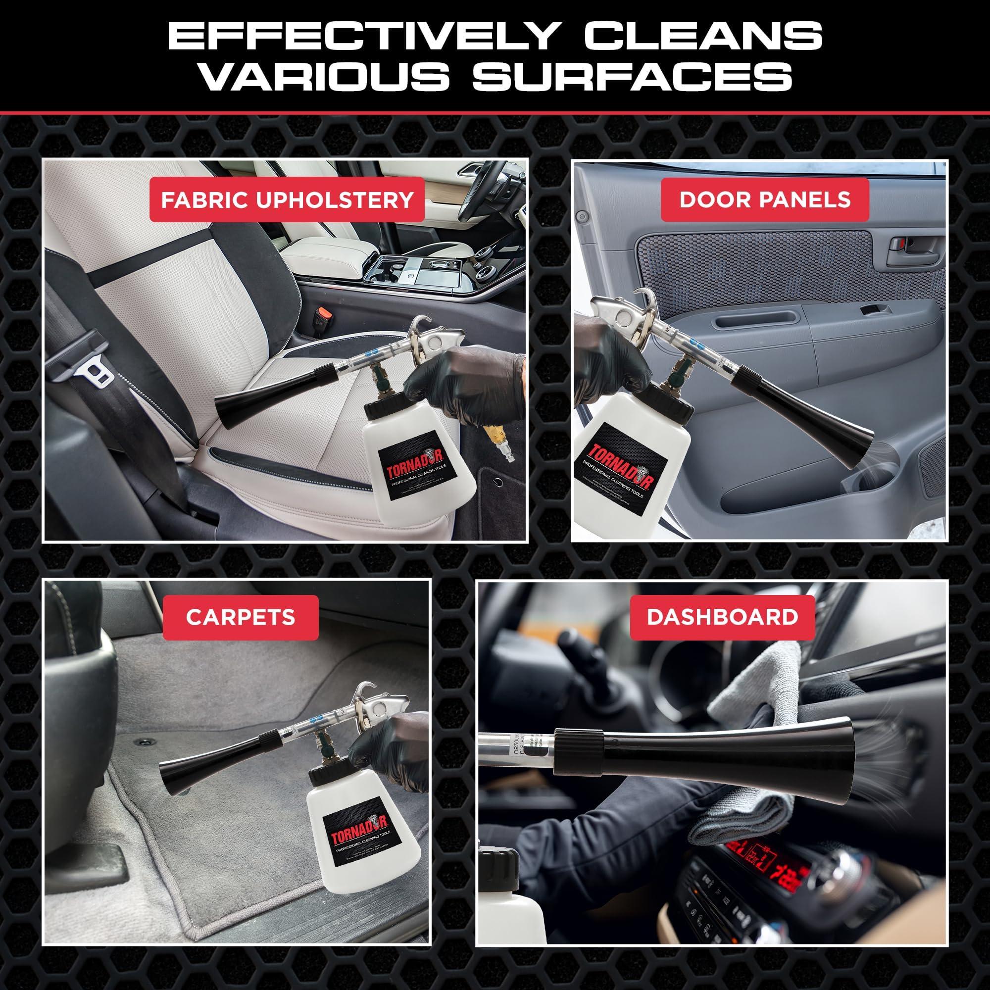 Tornador Black Z-020 Car Detailing Tool Includes 32oz Reservoir | Professional High-Pressure Cleaning Gun for Auto Interiors | Adjustable Air Regulator | Low Noise & Air Consumption | Durable product thumbnail 5