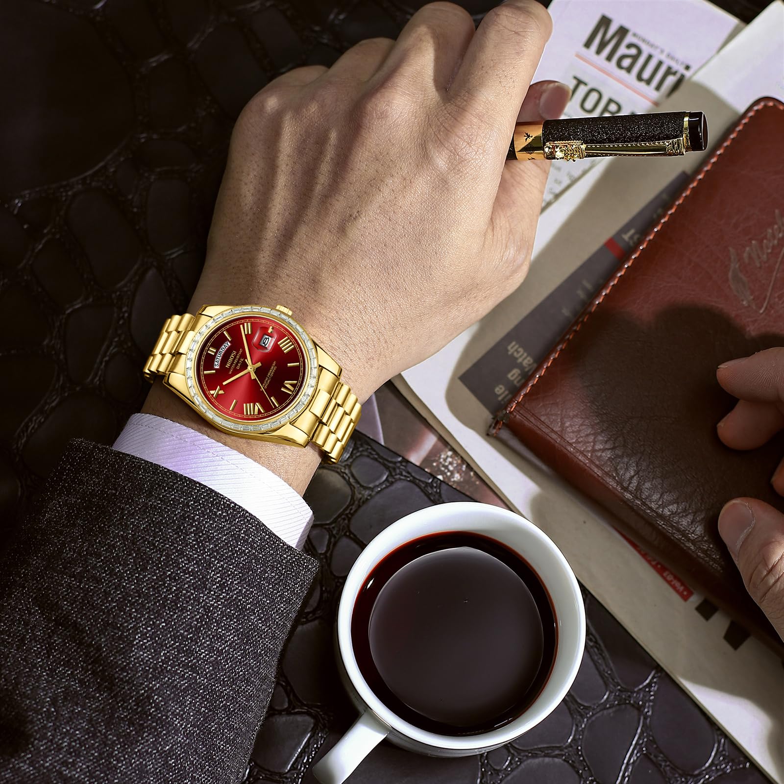 NIBOSI Orologi da uomo analogico al quarzo lunetta con diamanti quadrante in acciaio inossidabile oro rosa argento orologi da uomo impermeabili Business Classic Dress orologio da polso con giorno data