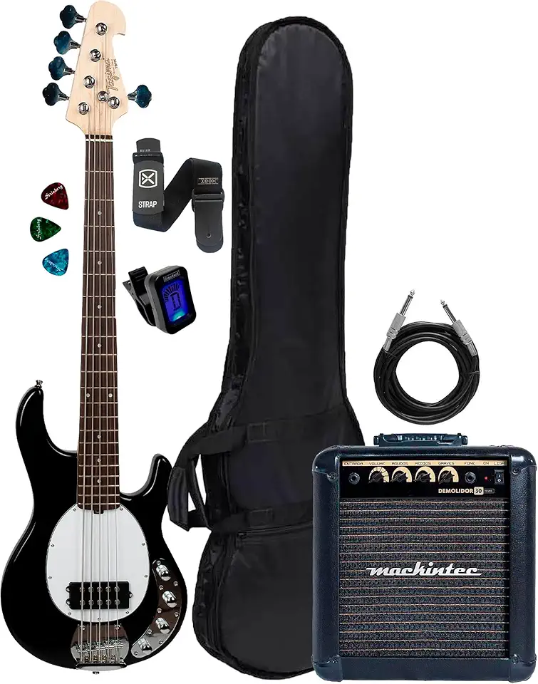 Contrabaixo Tagima Tbm-5 5 Cordas Preto + Cubo Bx30