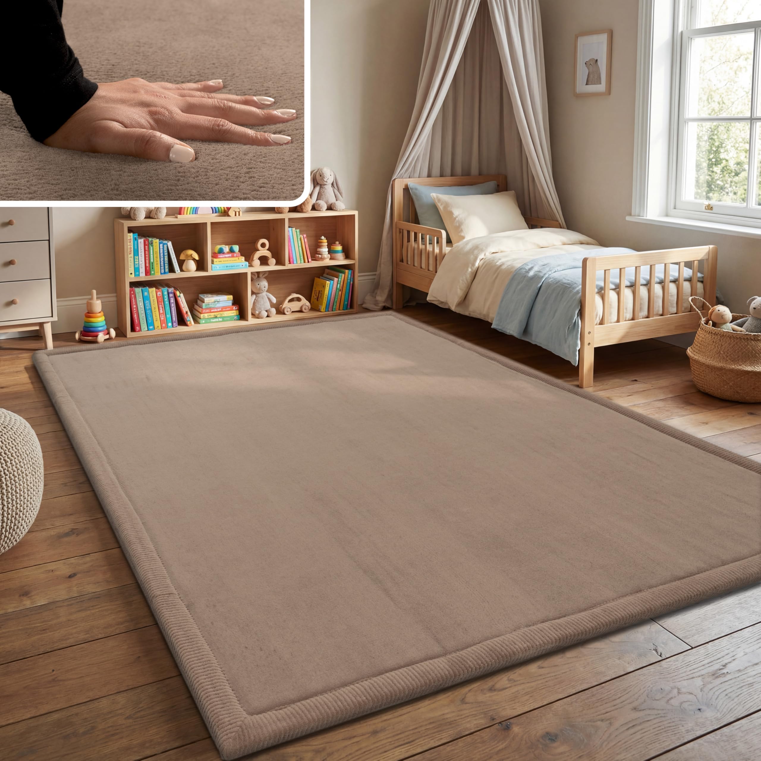 Paco Home Teppich Kinderzimmer Kinderteppich Baby Spielteppich Krabbeldecke Krabbelmatte Weich rutschfest Jungen Mädchen Deko, Grösse:140x200 cm, Farbe:Beige