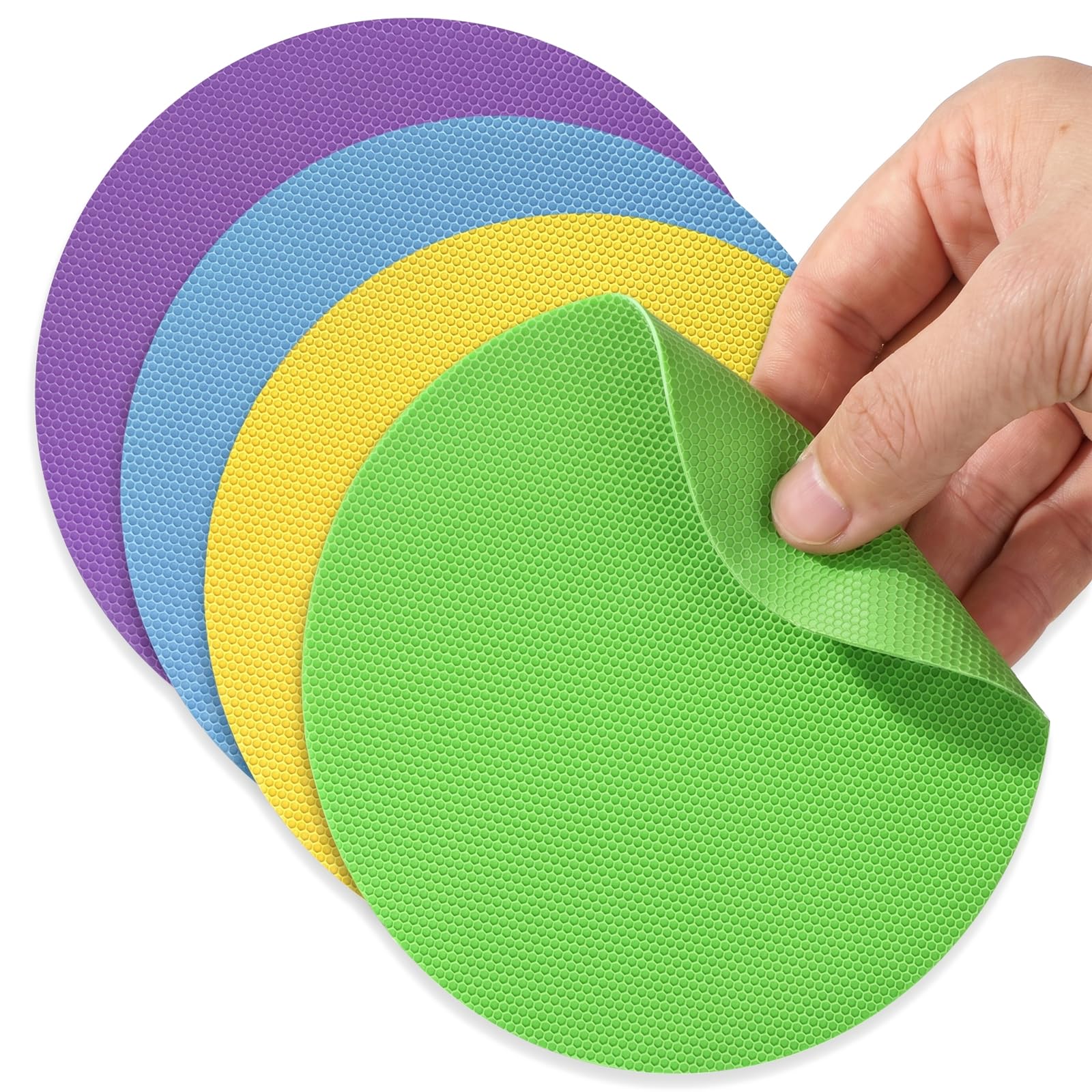 4PCS Rubber Jar Gripper Pads, Non-Slip Jar Openers for Arthritis Hands, Reusable Rubber Gripper for Opening Jars Bottles Lids, Multi-Colour Kitchen Gadget for Weak Hands Seniors Elderly (Circle)