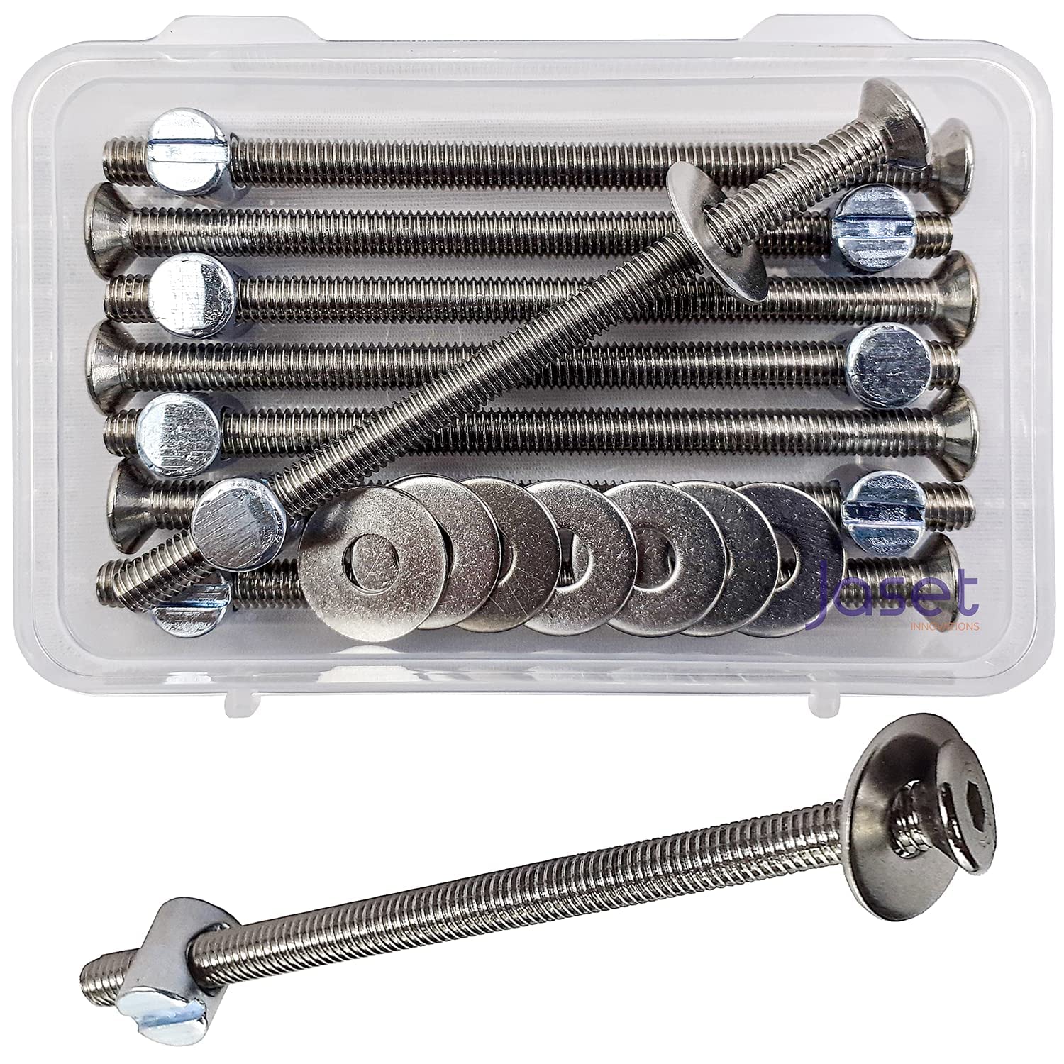 Innovations Screw, Barrel Nut/Dowel and Washer – Allen Socket Counter Sunk Head Stainless Steel Screw – 6mm Thread and 100mm Length – Set of 8 Pieces (24 pcs Total)-image-30
