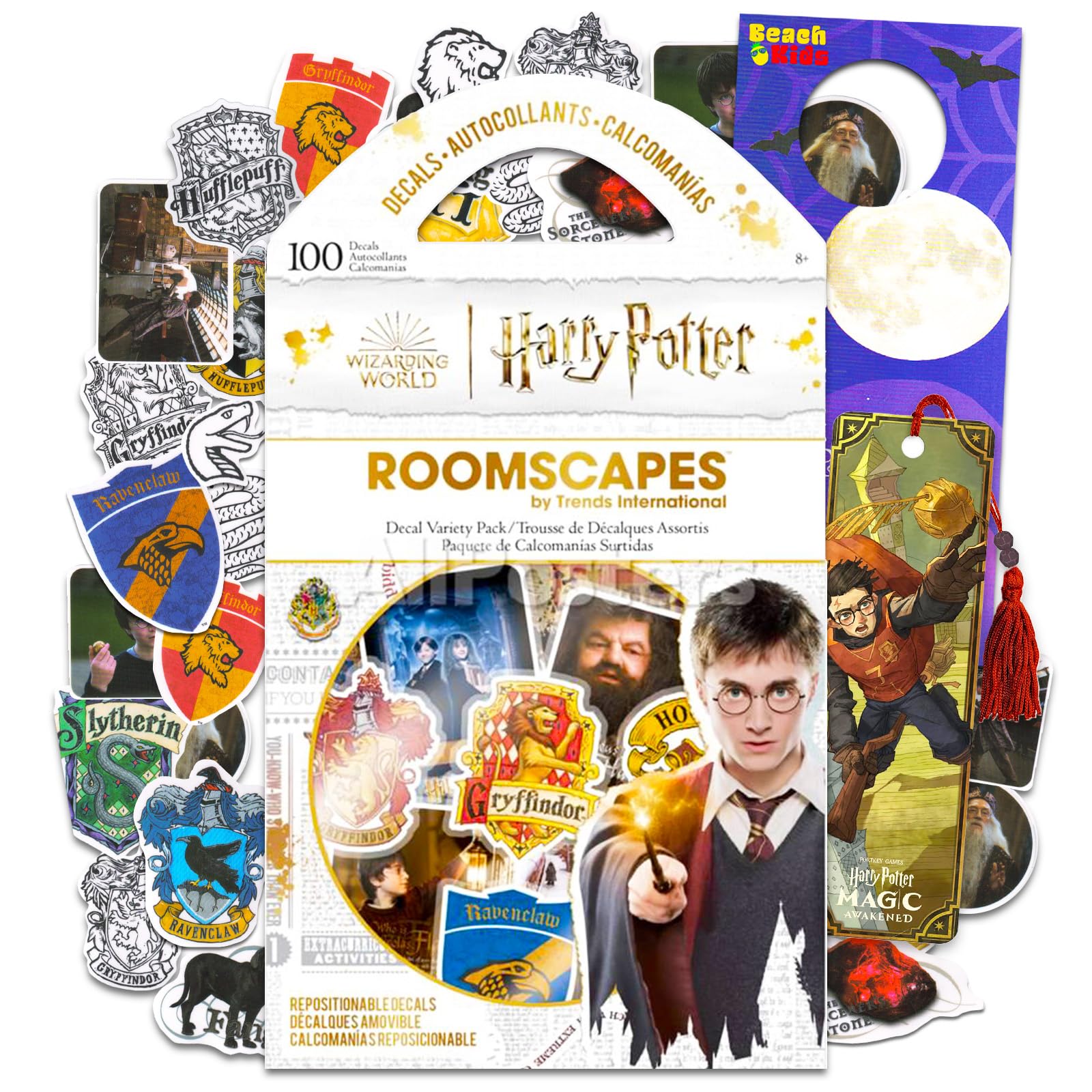 Harry Potter Sticker Decal Set - Bundle with 100 Assorted Hogwarts Decals for Laptops, Cell Phones, Water Bottles and More Plus Bookmark