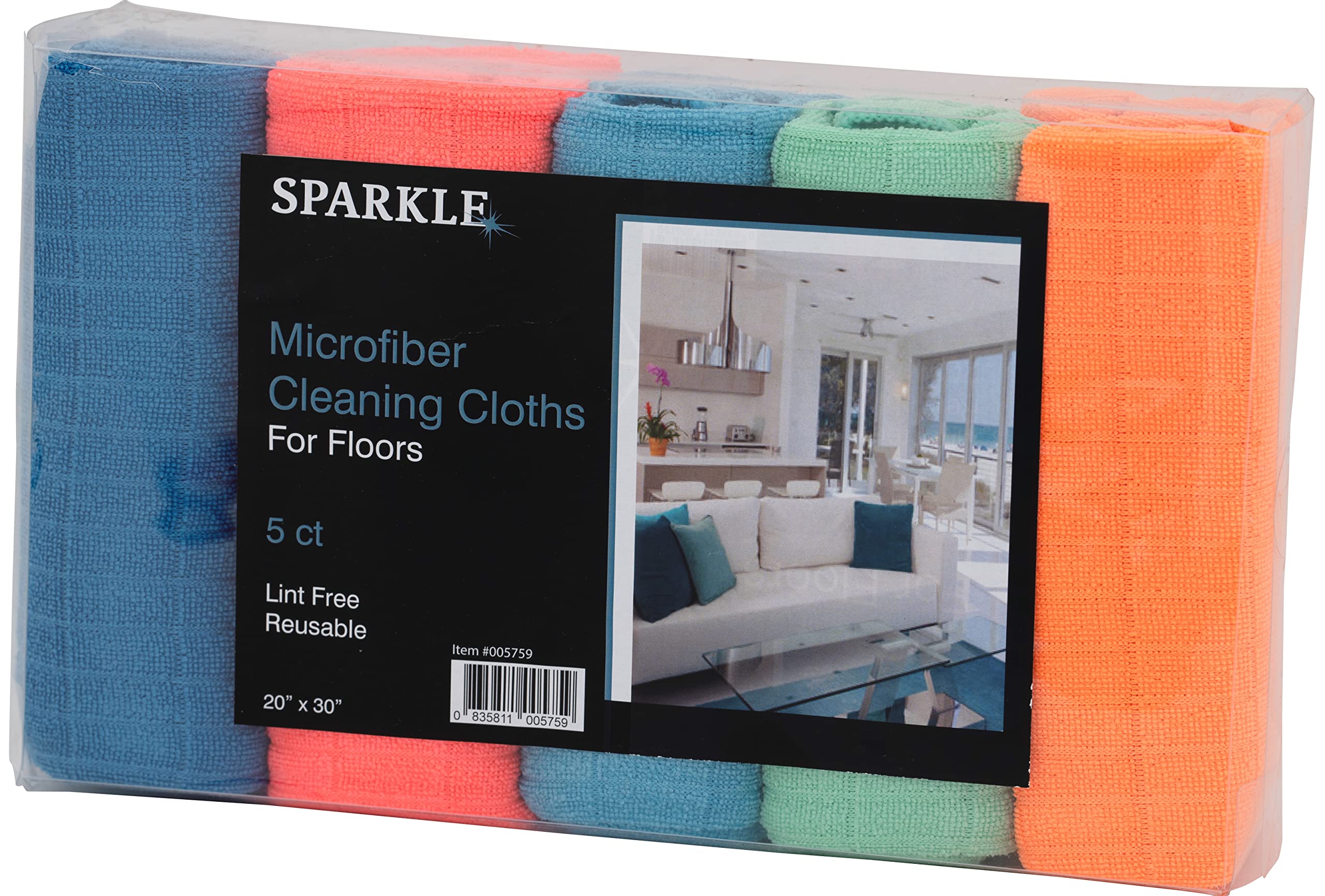 Superio Toalla de Microfibra para Fregar, Extra Grande, Tela milagrosa sin Rayas, 20 x 30 Pulgadas, para casa, Cocina, baño, Coche, Multicolor, Paquete de 5