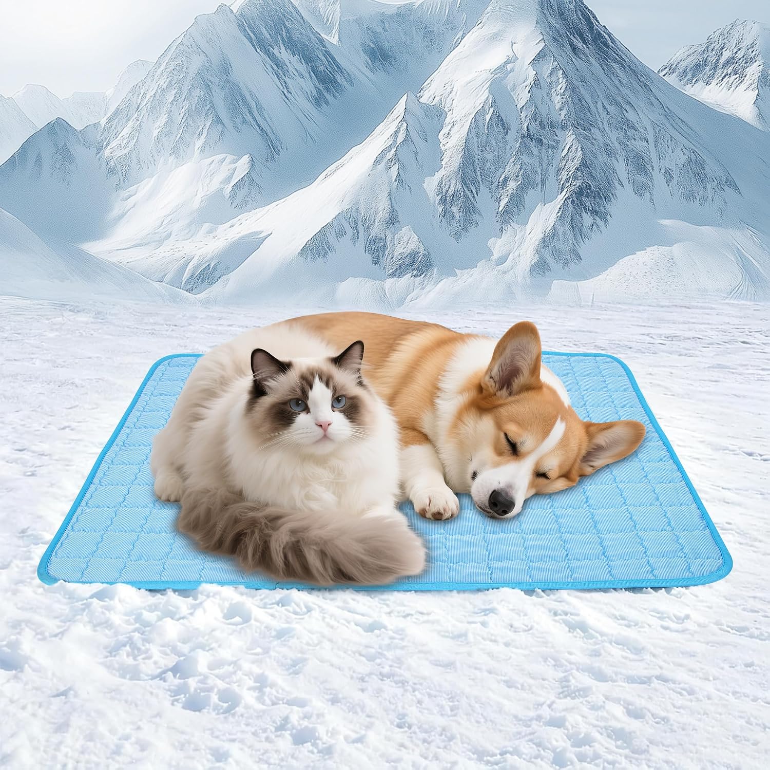 Cooling Mat for Dogs, Q-Max>0.45 Breathable Cooling Pad for Dog, 43"x 32" Pet Cooling Bed with Non-Slip Bottom, Portable Washable Cooling Blanket for Indoor & Outdoor,Gray