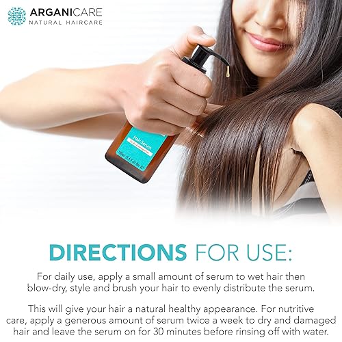 Miniatura 5 de Arganicare Aceite de argán natural para cabello seco y dañado, suero vegano para el crecimiento del cabello con aceite de jojoba diseñado para la