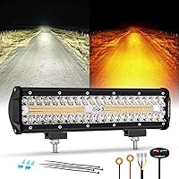 Vista 10 de Auxbeam Serie Blanco Ámbar de 6 Modos, 4 Paquetes de Luces LED Pod Flash Estroboscópico de Advertencia Multifunción, 4" 240W Combo Spot Flood