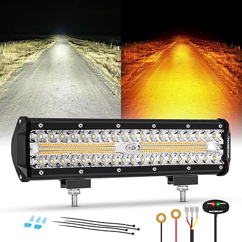 Miniatura 10 de Auxbeam Serie Blanco Ámbar de 6 Modos, Barra de Luz LED de 22" con Conjunto Combo de Módulos LED de 3", Luces Estroboscópicas Intermitentes de Doble