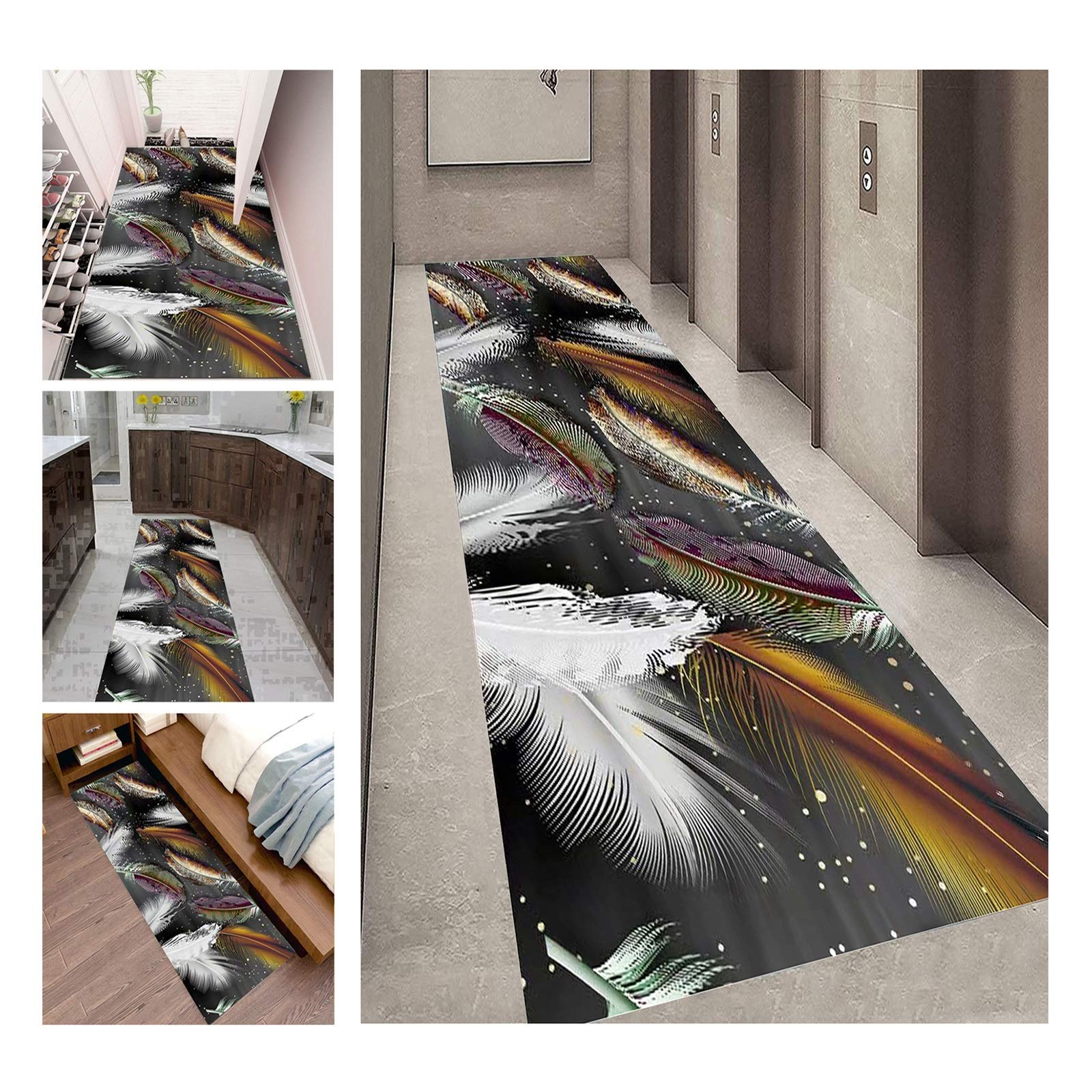 Tapis de couloir 60x300 cm lavable avec envers dérapable pour entrée et cuisine