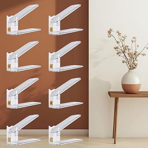 Miniatura 21 de Organizador de Ranuras Transparentes para Zapatos para Closet, Paquete de 20 Apiladores de Zapatos Ajustables y Almacenamiento de Zapatos que Ahorra