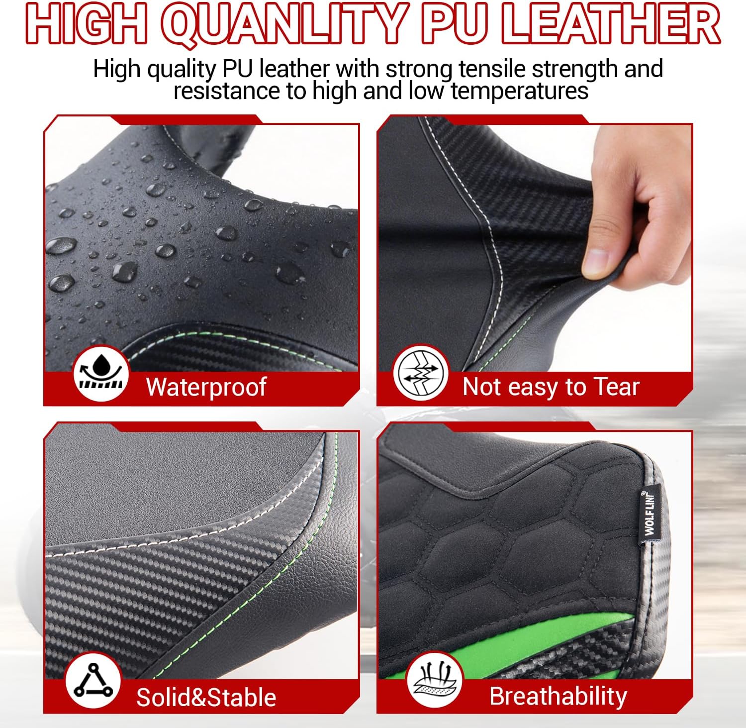 Motorcycle Driver Passenger Seat for Kawasaki Ninja500 Z500 2024 2025 2026 Ninja Z 500 Front Rear Pillion Solo Cushion Cover Pad Set (Black)