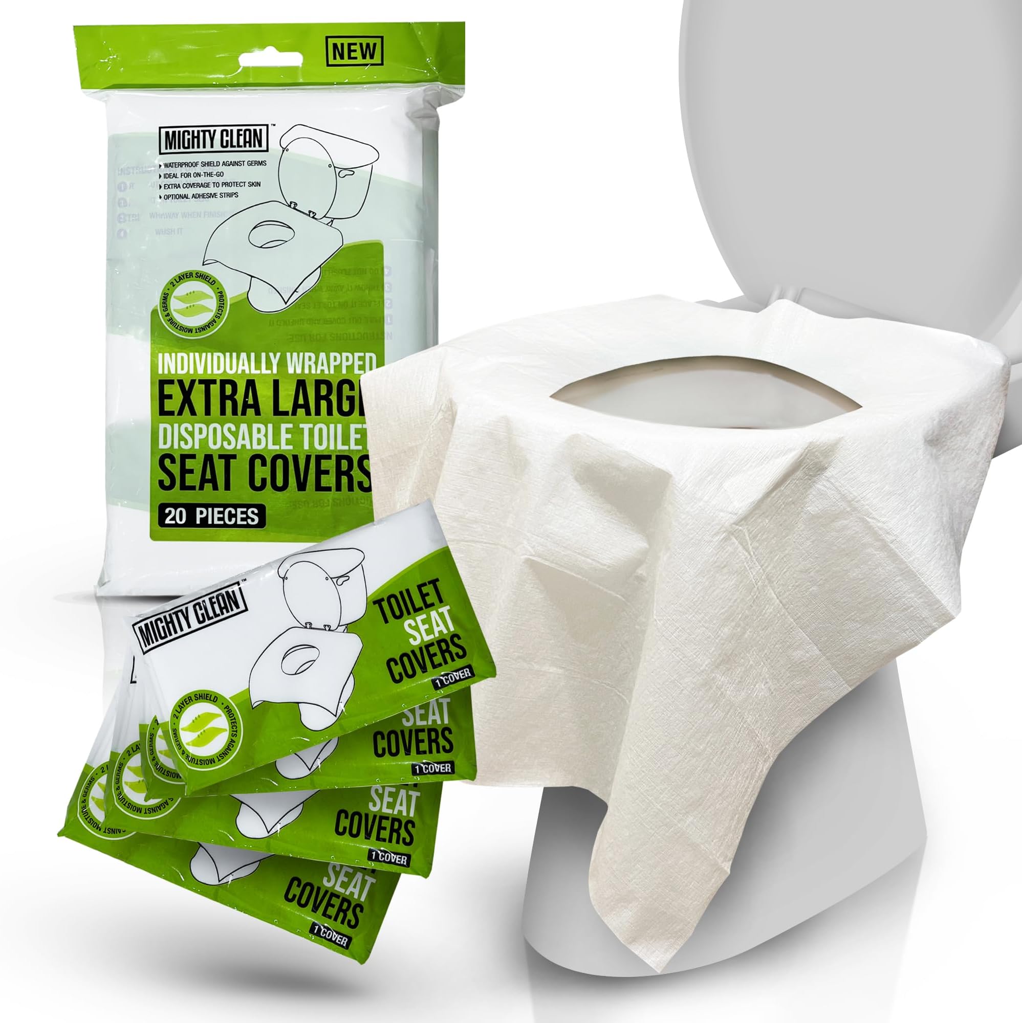 20 Pack of Adult-Sized XL Disposable Toilet Seat Covers