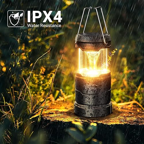 Miniatura 3 de LETMY Paquete de 4 linternas de campamento para cortes de energía, regulables y 3 modos de color, linterna plegable y resistente al agua para