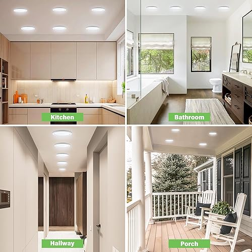 Miniatura 8 de Lámpara de techo de montaje empotrado de 5.4 pulgadas regulable con ETL CERT, luces LED blancas de 5000 K, lámpara de techo redonda ultrafina para