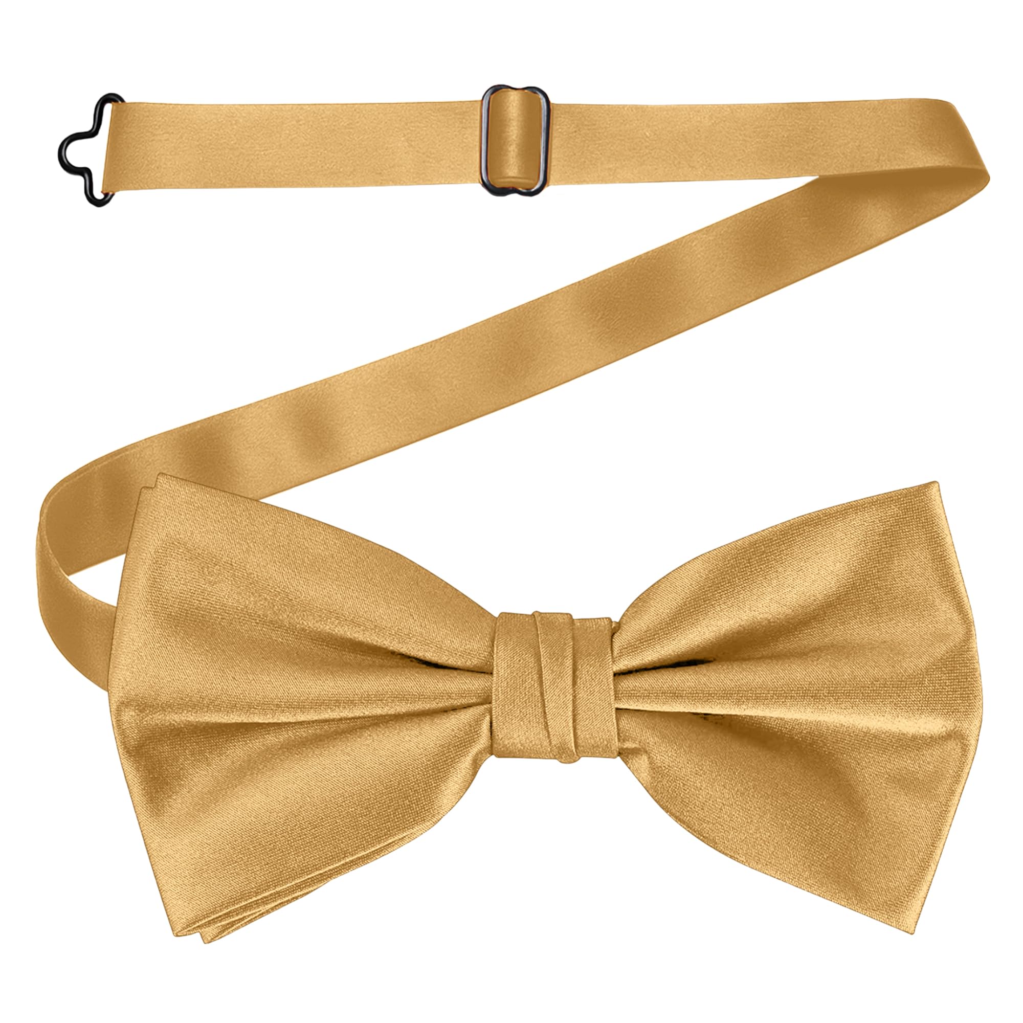WedDecor Classy Pretied Adjustable Bow Tie Satin Butterfly Neck Stylish Bowtie Solid Colour Tuxedo Men Women Kids Formal Casual Fashion Accessory, Champagne