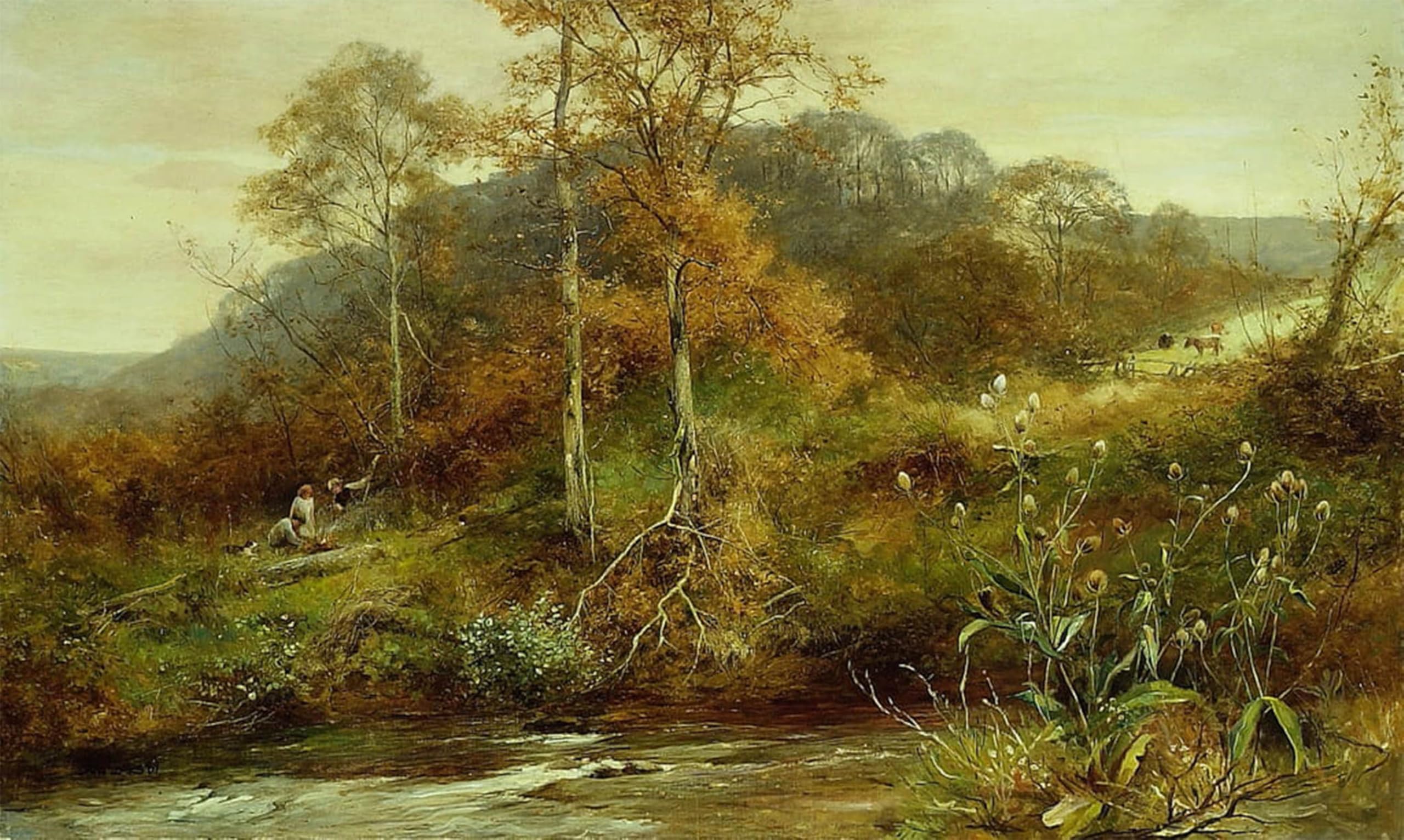 ARTXLXXBN Famous Prints Artwork Pictures Poster Painting Art Autumn River Scene the Brook by Famous Artist Artwork Landscape Pictures for Home Decor 60x90cm