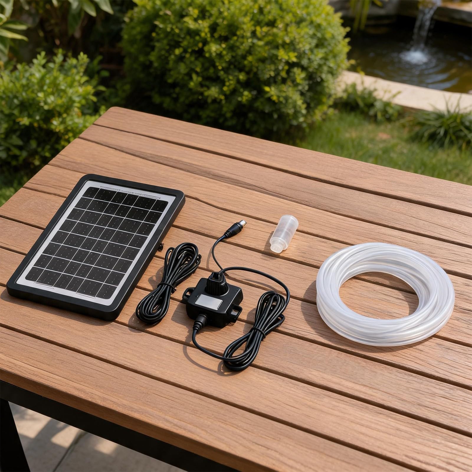 Sistema di pompaggio dell'acqua solare con pannello in vetro temperato da 9 V, pompa CC 240 l/h, per filtro in acciaio inossidabile e tubo da 2 m per laghetti da giardino