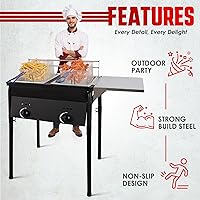 Vista 4 de Freidora de propano de doble tanque, grado comercial, de alta capacidad, con características de seguridad, ideal para catering y eventos al aire