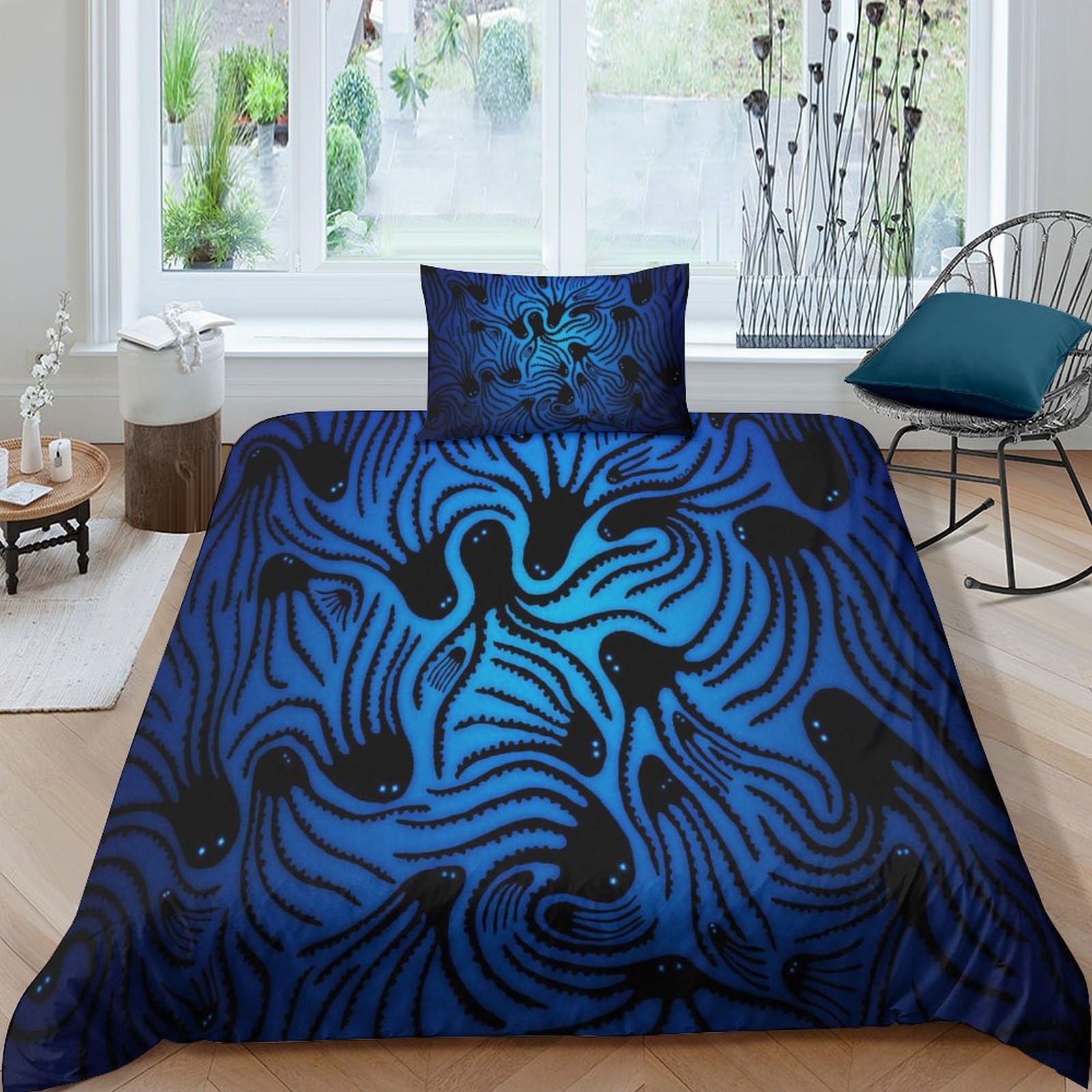 Housse de couette pieuvre 3D confort microfibre hypoallergénique lit 1p