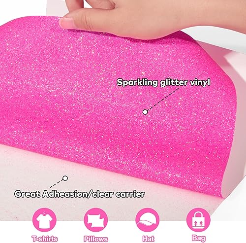 Miniatura 2 de WRAPXPERT Vinilo de transferencia de calor de vinilo negro con purpurina láser de 10 x 5 pies, rollos de vinilo para planchar con purpurina para