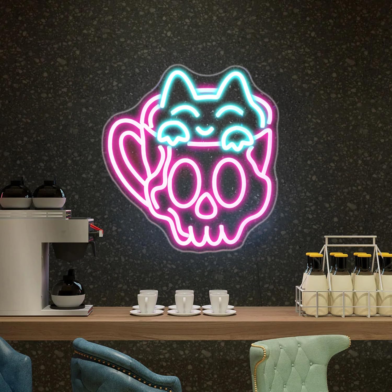 Neon Sign, HSJNJKFU Cat Coffee Cup Neon Signs for Wall Decor LED Sign for Room Cafe Home Party Birthday Bar Beer Signs - USB Powered. - Image 7