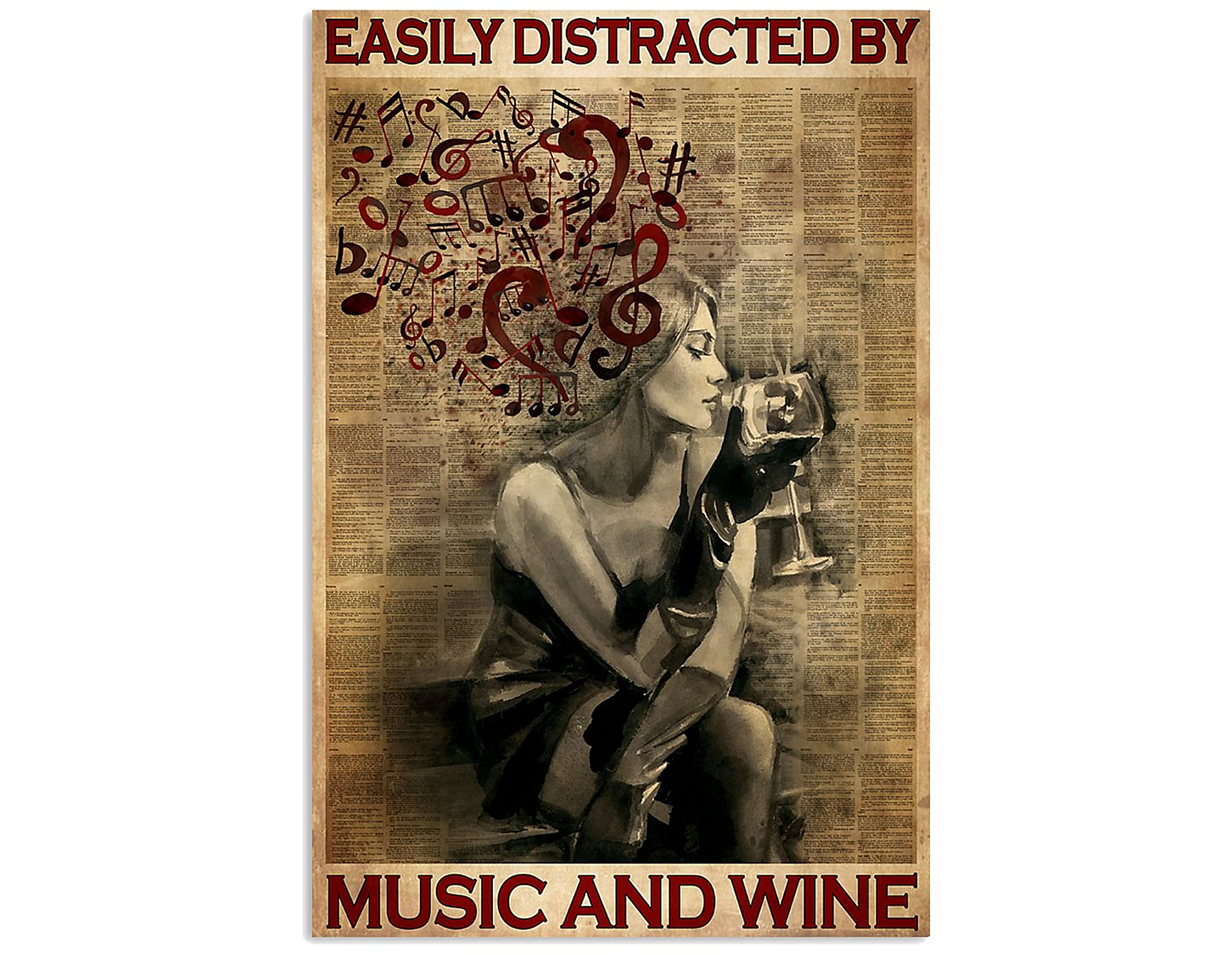 Poster Metallo Vintage Con Musica E Ragazza Del Vino | Cartello Pubblicitario In Latta 20x30 Cm Per Arredo Bar E Casa - 3