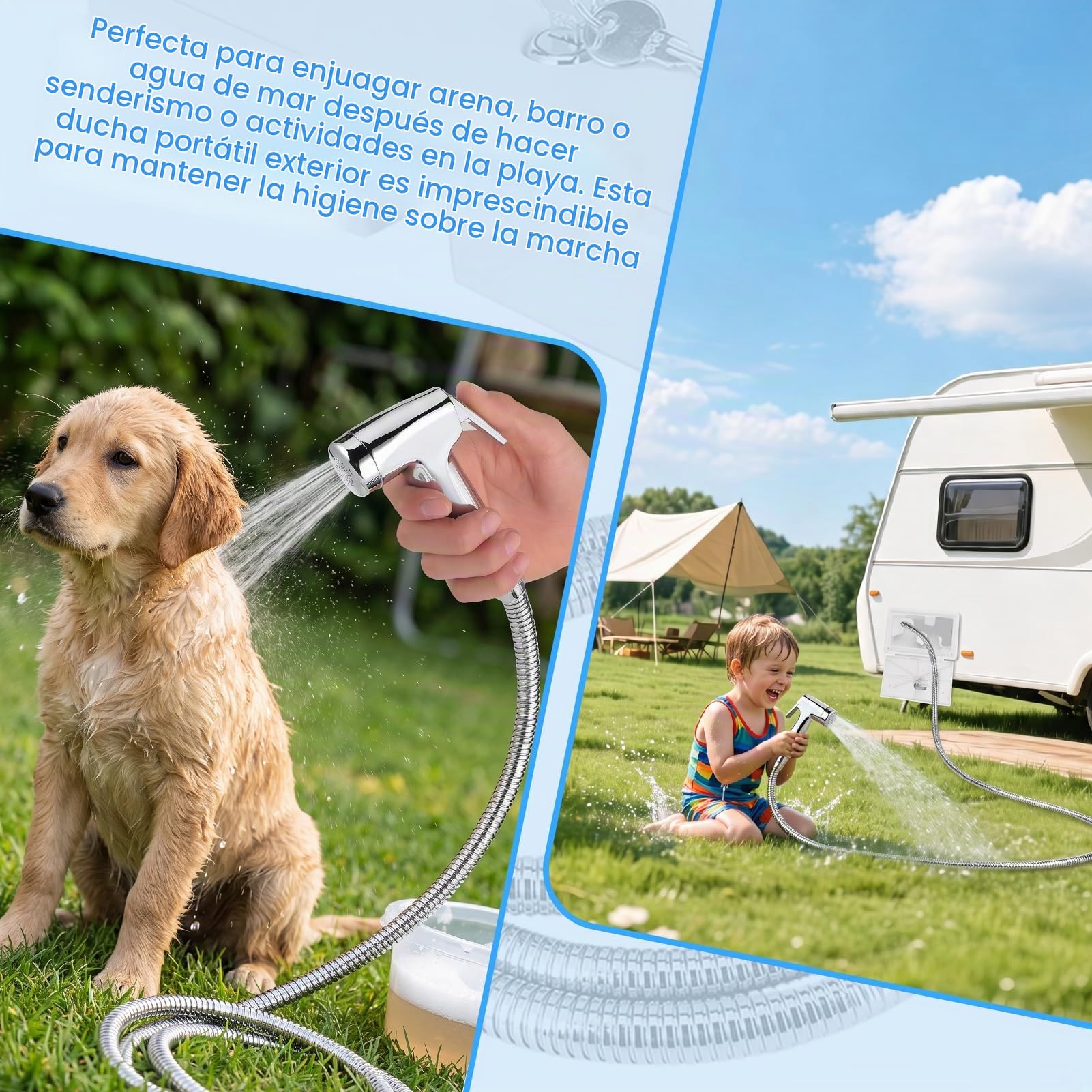 Ducha Camper para Camping, Mezclador Frío/Caliente 1.5 M
