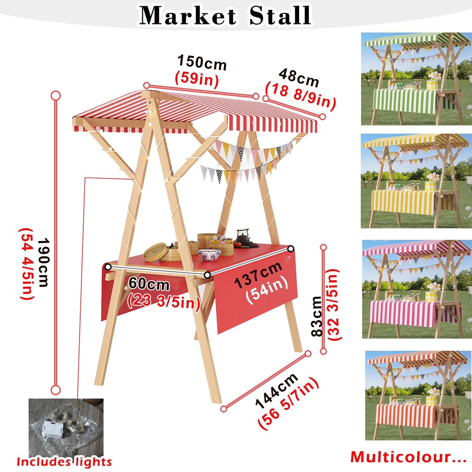 le Carrello alimentare su ruote pieghevole Street Vendor nd per mercato e artigianato mostre 120 x 60 cm (47,2 x 23,6 in) portatile facile installazione