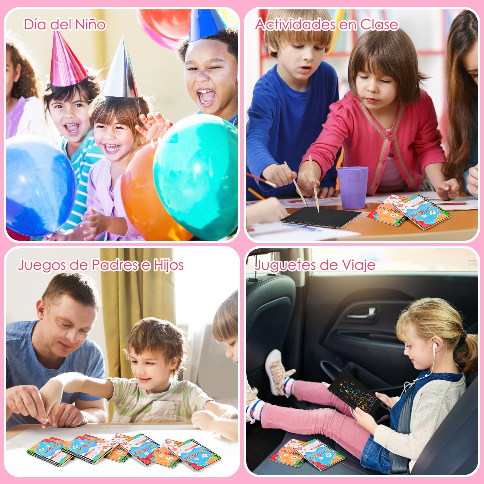 GOLDGE 20 Libros Scratch Art, Kit Manualidades Niños para Detalles Cumpleaños Niños|Juguetes Niña y Niño, Regalos Cumpleaños Niños Colegio Invitados con Bolsas|Regalo Niña y Niño 2 3 4 5 6 7 8 9 Años