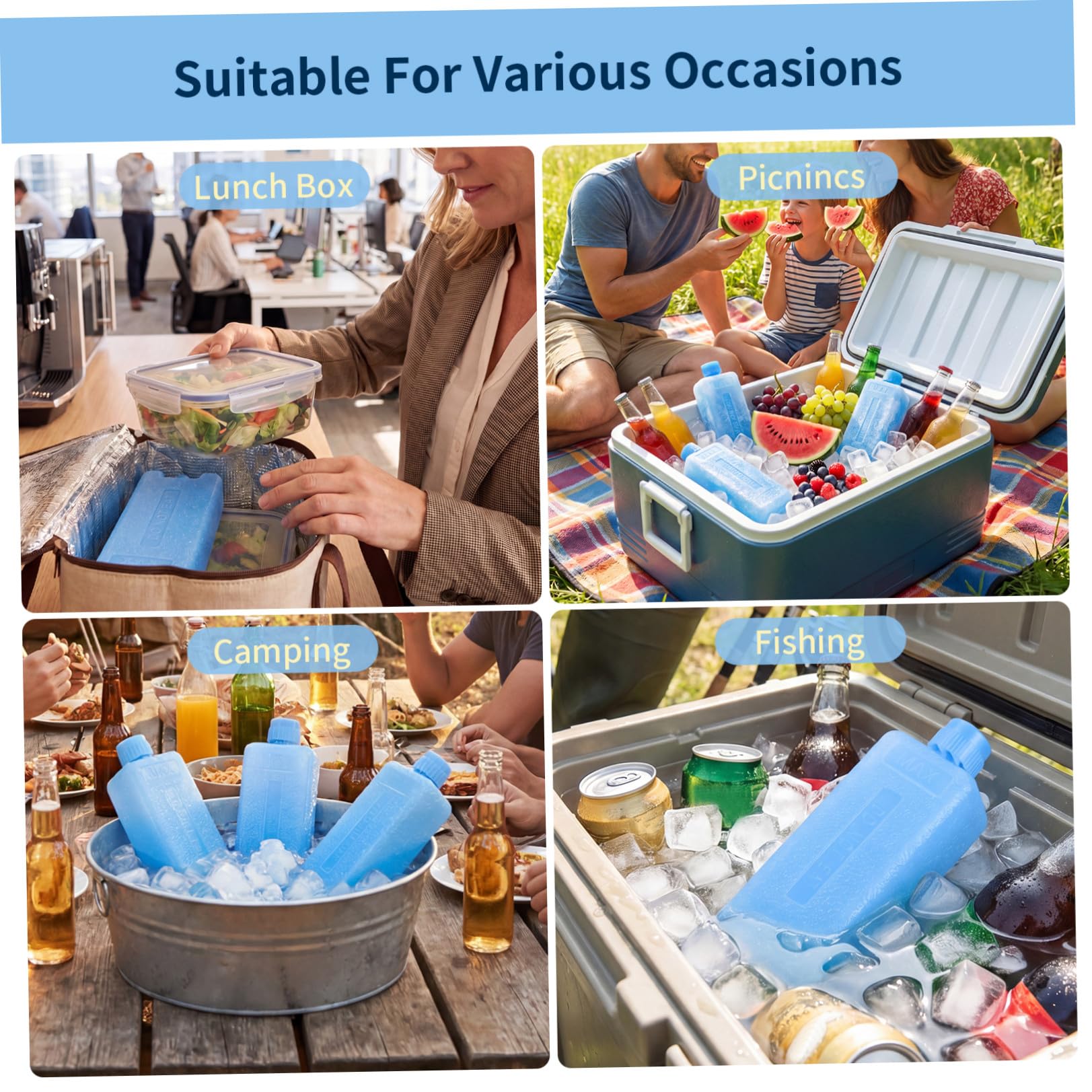 jojofuny 20 Pezzi Ice Box Condizionatore Confezioni Freezer Riutilizzabili in PE per Atmosfera, Raffrescatore Portatile per Preservazione Alimenti e Picnic Outdoor