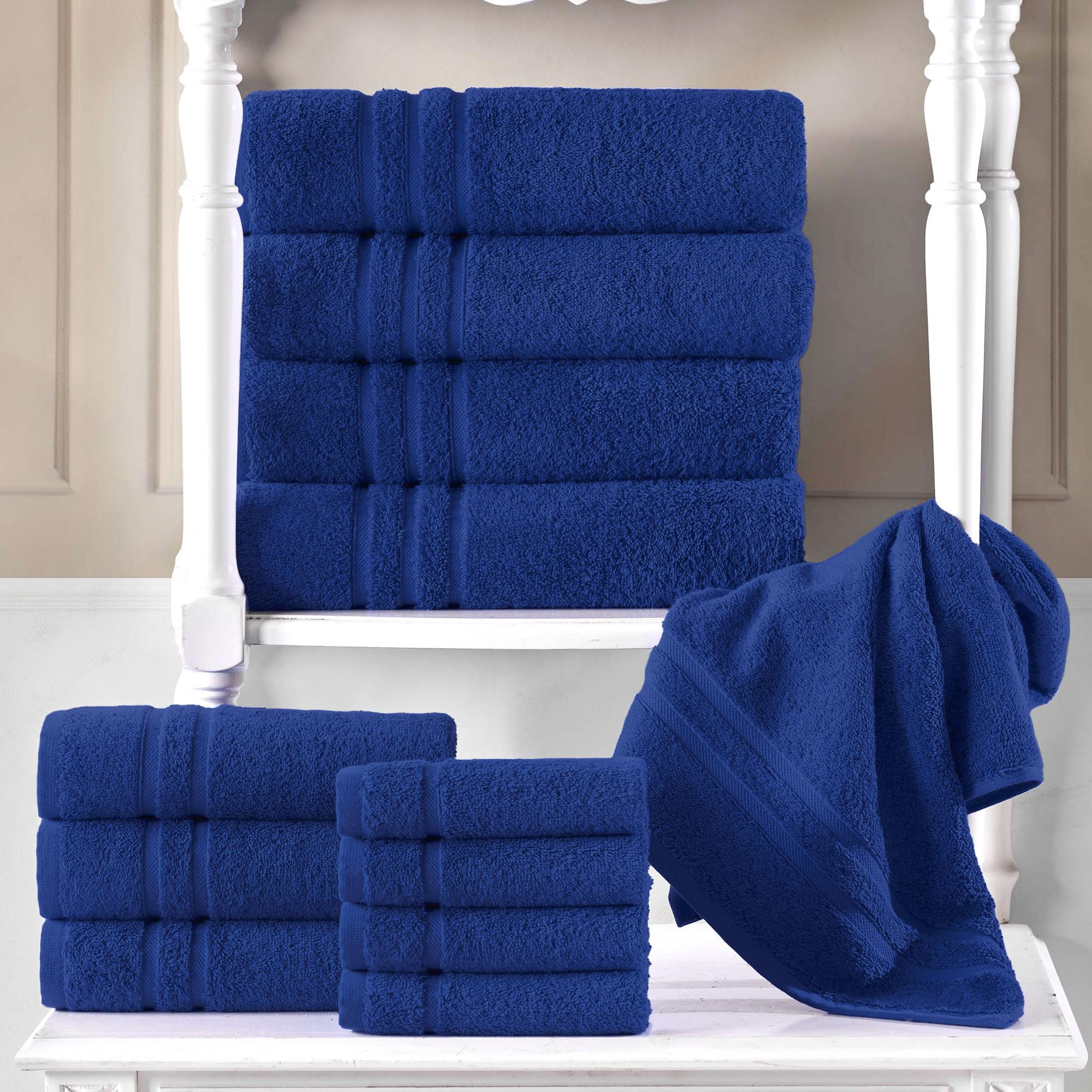 Hawmam Linen - Pack de 4 Toallas de baño de Color Azul Royal, Suaves y absorbentes, Uso Diario, 100% algodón, 600 g/m²