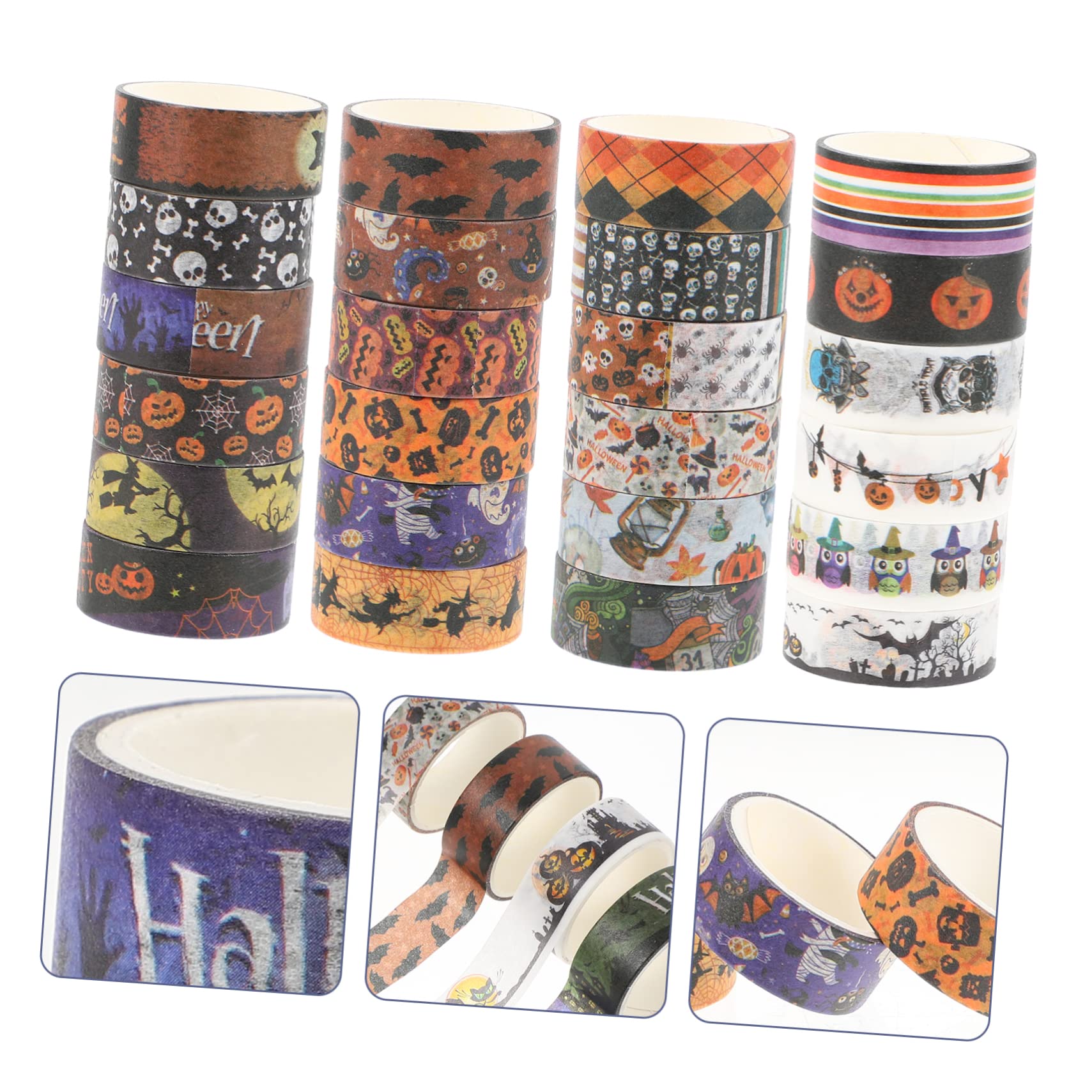 NUOBESTY 8 Juegos de Cintas Adhesivas Washi para Álbumes de Recortes de Halloween con Diseños Temáticos para Decoración Navideña Rollos X 8