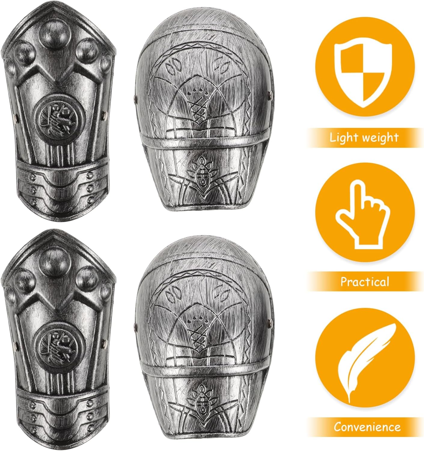 Children's Cosplay Shoulder Armor Toy Armour for Boys 1 Set Roman Costume Shoulder Pad Arm Plate Guard Silver - Image 9