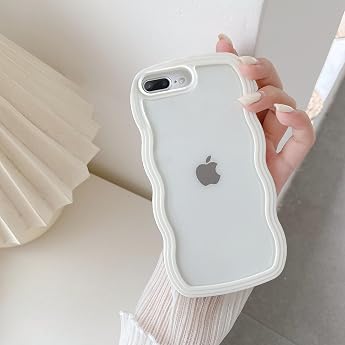 QLTYPRI Mobile Phone Case Compatible with iPhone 7/iPhone 8 Transparent Aesthetic Curly Mobile Phone Case for Women Girls Cute Wave Design Silicone TPU Bumper Protective Case - White