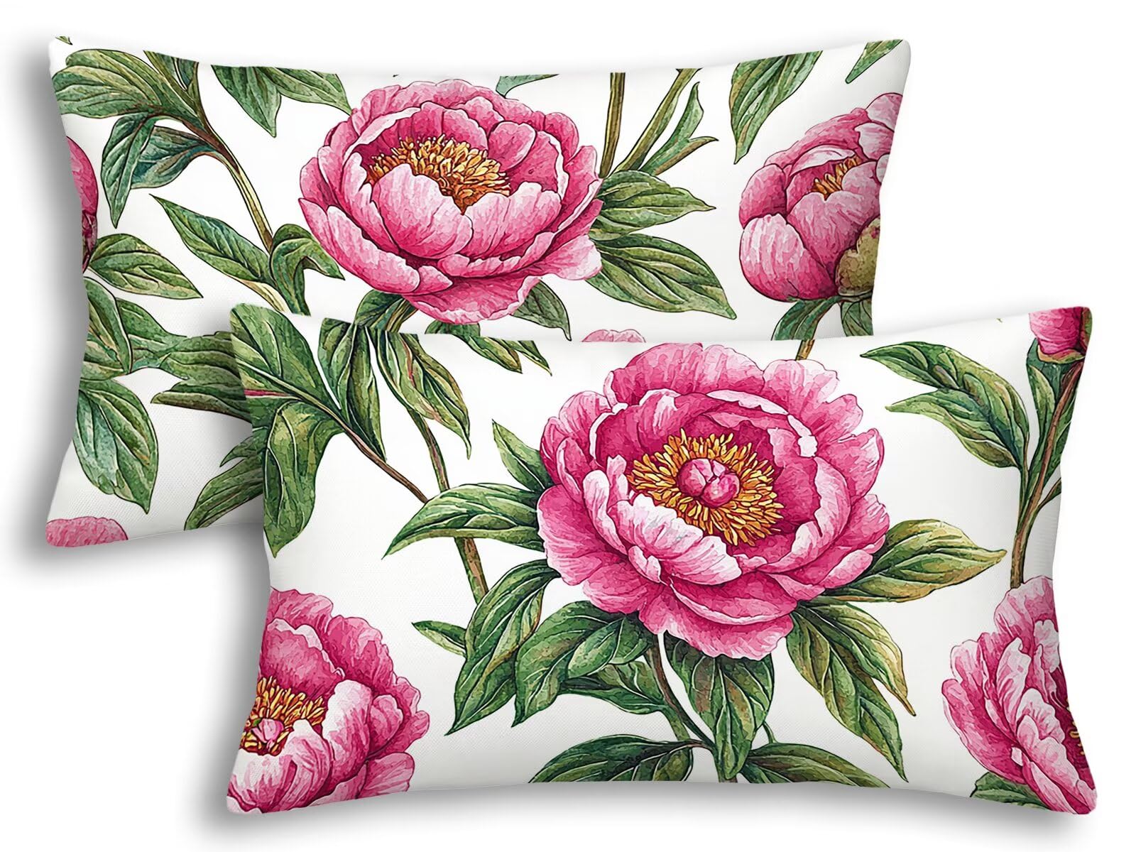Taie d'oreiller extérieur pour canapé jardin patio blanc 40x60 lot de 2 étanche motif floral