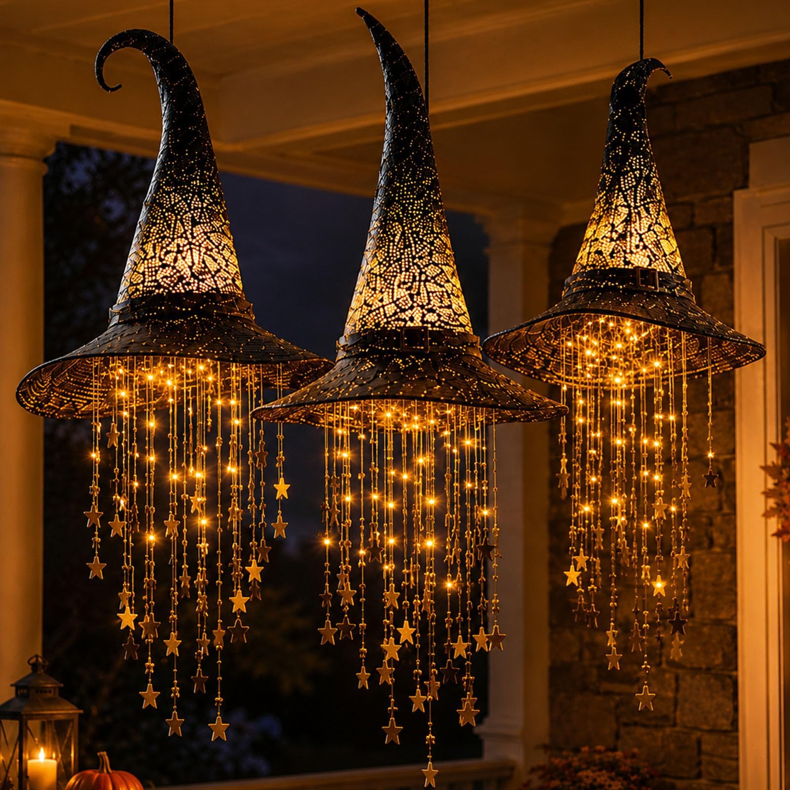 Halloween Hanging Lighted Witch Hat Hanging Chime(1PC)