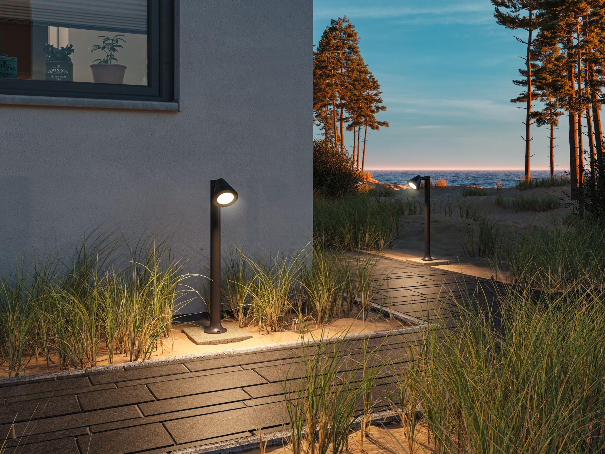 Paulmann 94735 luminaire d'extérieur borne lumineuse Trian Résistant à l'eau de mer IP44 rond 600 mm max. 35V 230V Anthracite alu sans ampoule GU10