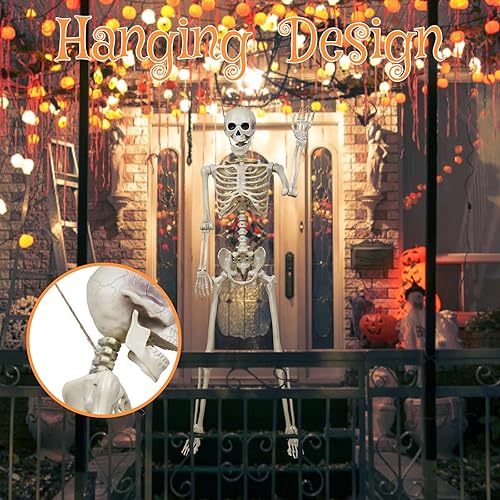 Miniatura 8 de breesky Halloween Skeleton Model for Decoration 5.4Ft Skeleton with 3Ft Skeleton with Movable Joints -Plastic Human Bones for Halloween Party, Yard