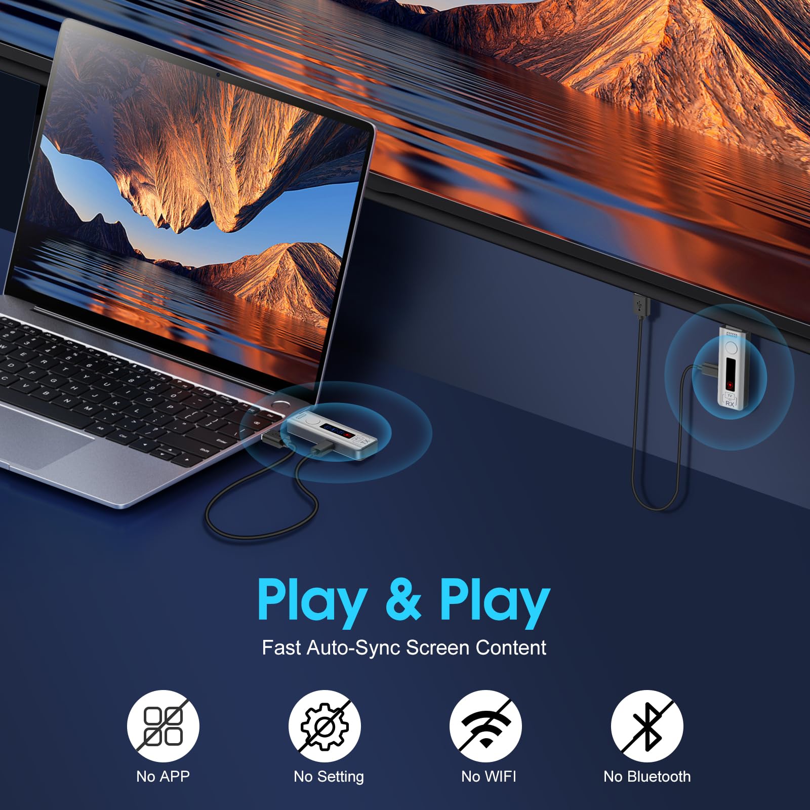 Trasmettitore e ricevitore HDMI wireless: 4K decodifica uscita 1080p, 165FT 2.4G/5G Wireless HDMI Extender Kit per lo streaming di video e audio per monitor da TV Box Laptop Proiettore Camera