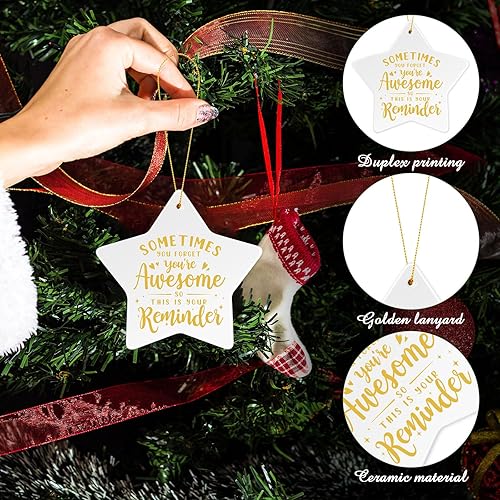 Miniatura 8 de 40 piezas de regalos de agradecimiento, adornos de cerámica de Navidad, regalos inspiradores, placa colgante en forma de estrella, recuerdo para