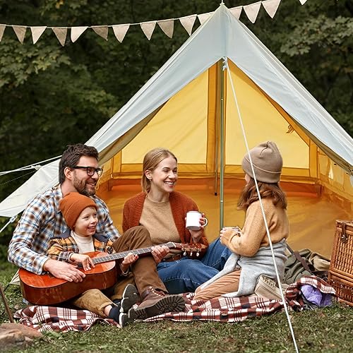 Miniatura 2 de Tienda de campaña glamping de lona de doble puerta, impermeable, para 4 personas con ventanas, fácil de instalar para todas las estaciones, abraza