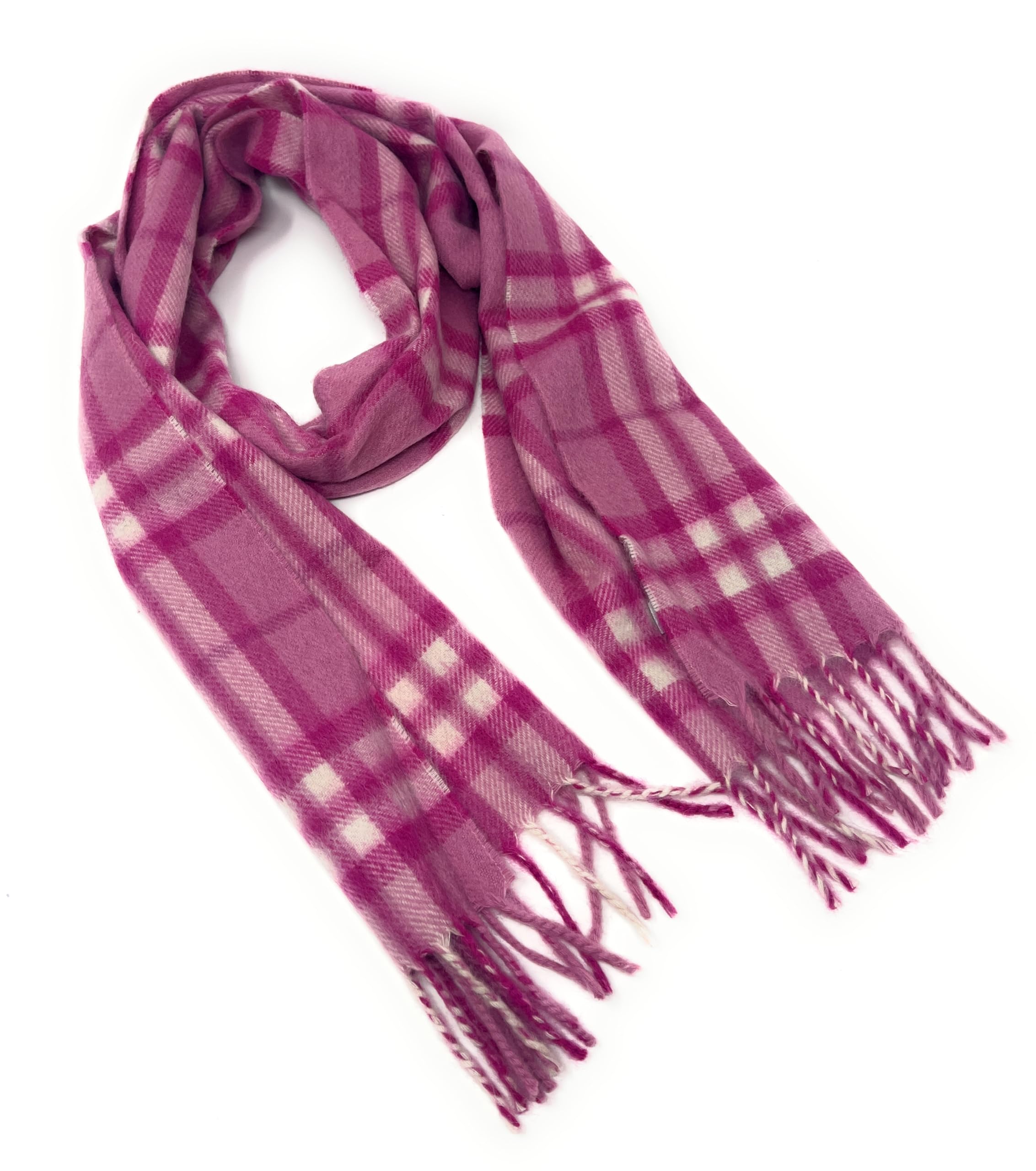Sciarpa in 100% puro cashmere – leggero secondo – a quadri rosa e bianchi